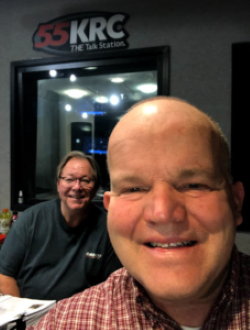 Ron taking selfie with another host on 55KRC